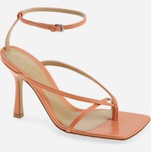 Bottega Veneta Heeled Ankle Strap Sandals In Papaya, Size 37